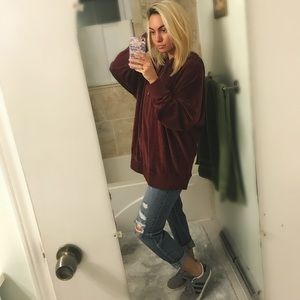 LA Hearts Over-Sized Maroon Hoodie